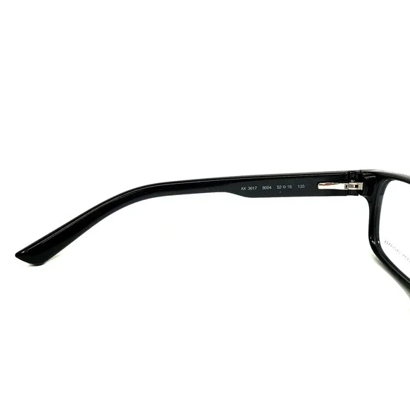 Armani Exchange Eyeglasses Frames AX3017 8004 Polished Black Rectangle 52-16-135 - Picture 10 of 12